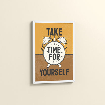 Side View of Take Time For Yourself Motivational Wall Decor in White Color Frame