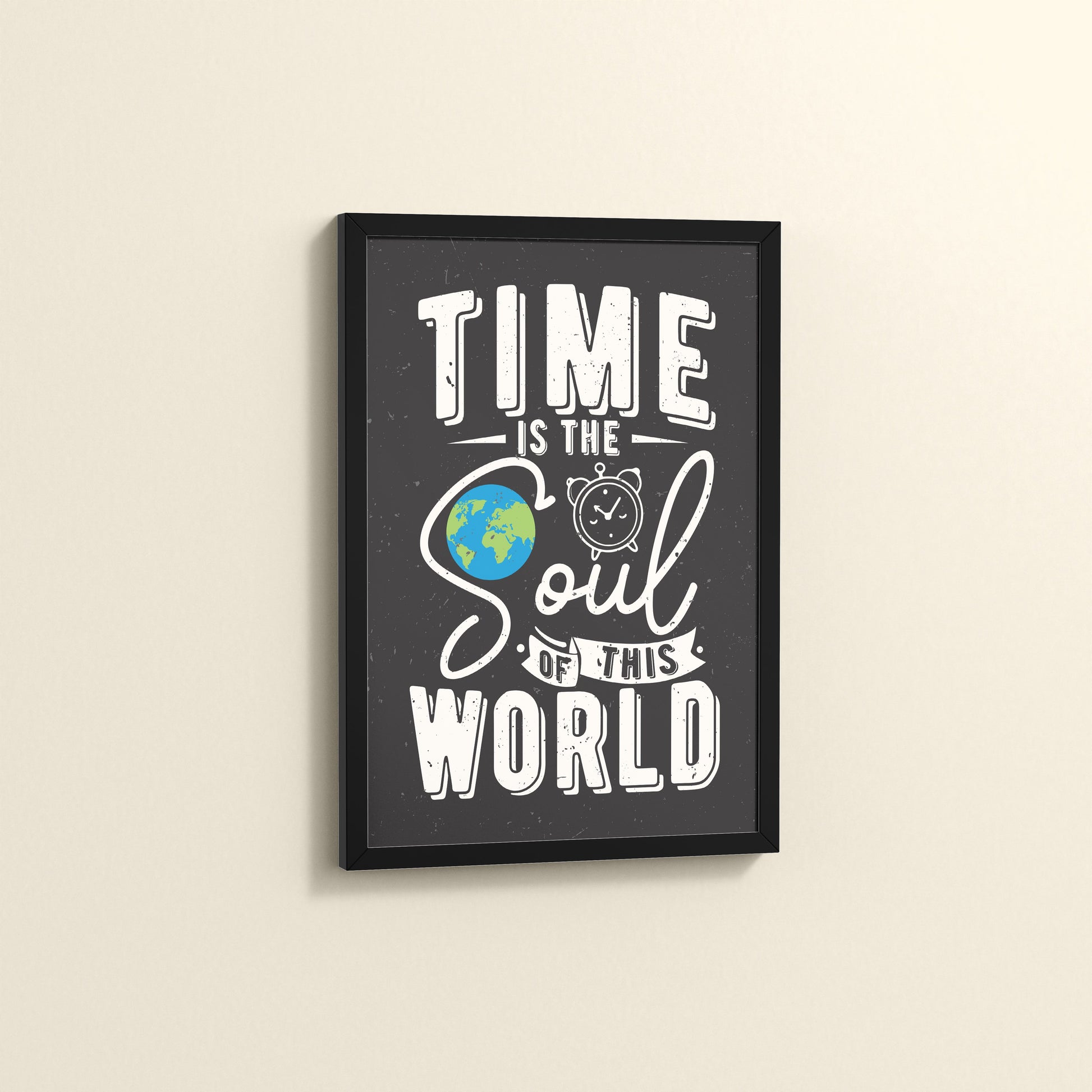 Side View of Time is the Soul of the World – Thoughtful Wall Frame in Black Color Frame