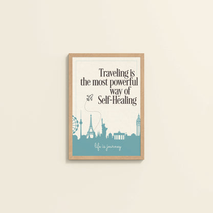 Wall View of Self-Heal Through Travel Inspirational Decor in Natrual Color Frame