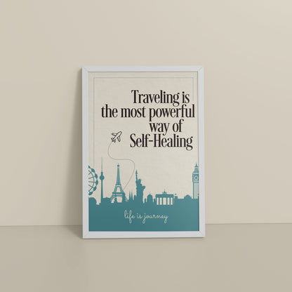 Floor View of Self-Heal Through Travel Inspirational Decor in White Color Frame