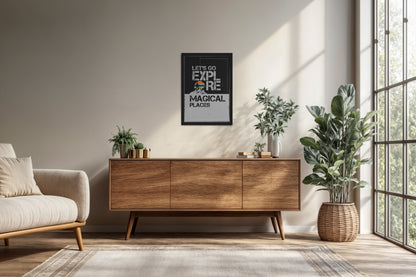 Living Room Cabinet Preview of Explore the Magical Places – Travel Wall Decor in Black Color Frame