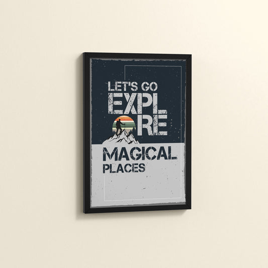 Side View of Explore the Magical Places – Travel Wall Decor in Black Color Frame