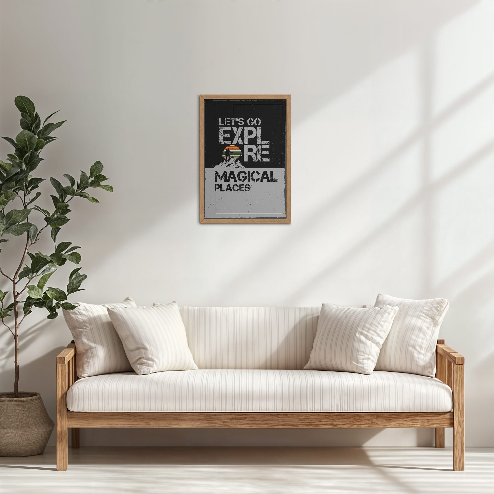 Living Room Cabinet Table Preview of Explore the Magical Places – Travel Wall Decor in Natrual Color Frame
