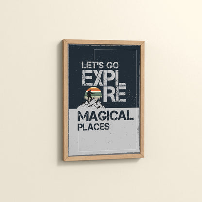 Side View of Explore the Magical Places – Travel Wall Decor in Natrual Color Frame
