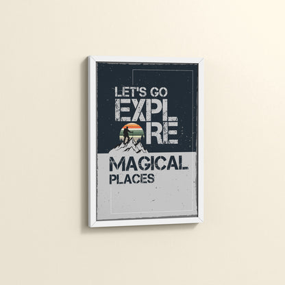 Side View of Explore the Magical Places – Travel Wall Decor in White Color Frame