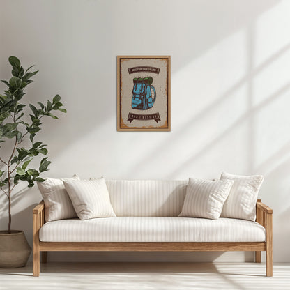 Living Room Cabinet Table Preview of Adventures Are Calling – Travel Wall Art Frame in Natrual Color Frame