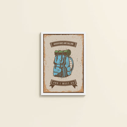 Wall View of Adventures Are Calling – Travel Wall Art Frame in White Color Frame