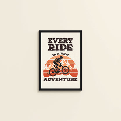 Wall View of Every Ride, Every Story – Inspirational Travel Decor in Black Color Frame
