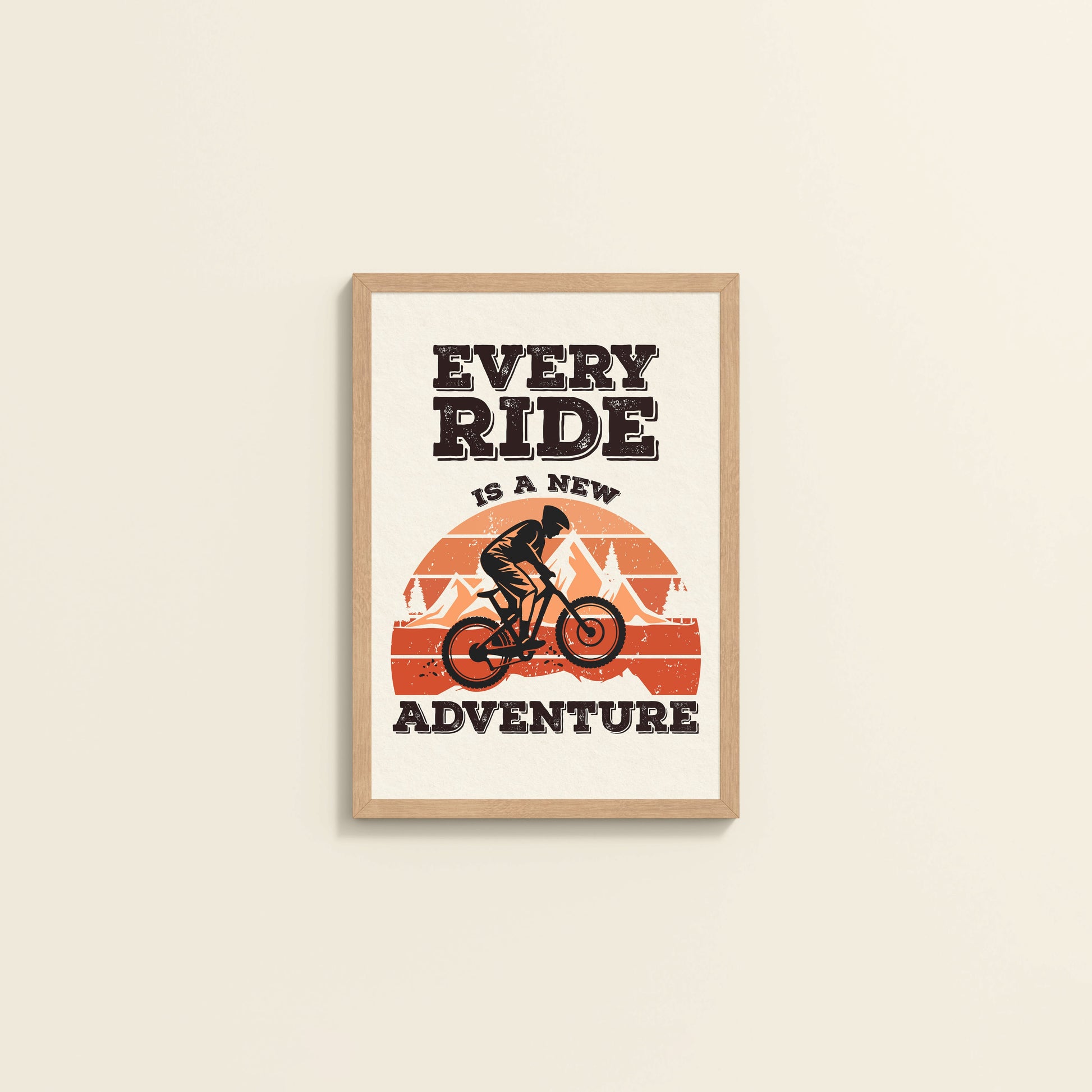Wall View of Every Ride, Every Story – Inspirational Travel Decor in Natrual Color Frame
