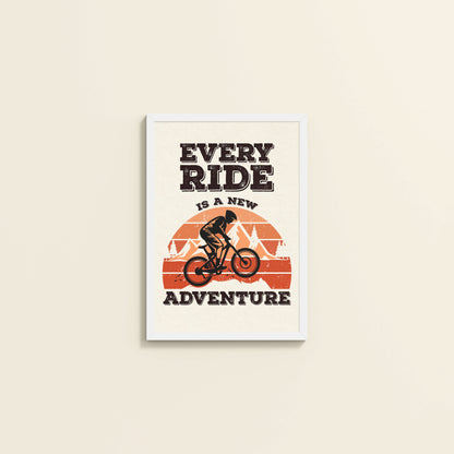 Wall View of Every Ride, Every Story – Inspirational Travel Decor in White Color Frame