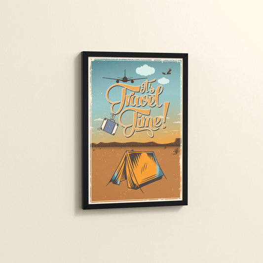 Side View of It’s Travel Time – Motivational Wall Art Frame in Black Color Frame