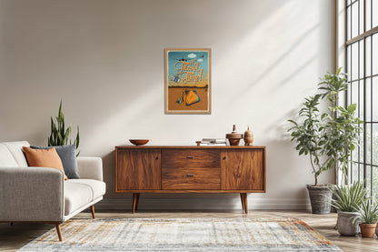 Living Room Sofa Preview of It’s Travel Time – Motivational Wall Art Frame in Natrual Color Frame
