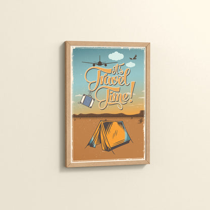 Side View of It’s Travel Time – Motivational Wall Art Frame in Natrual Color Frame