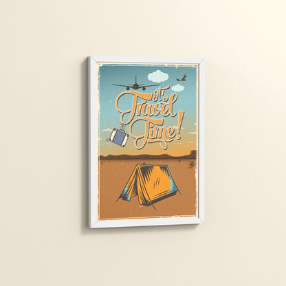 Side View of It’s Travel Time – Motivational Wall Art Frame in White Color Frame