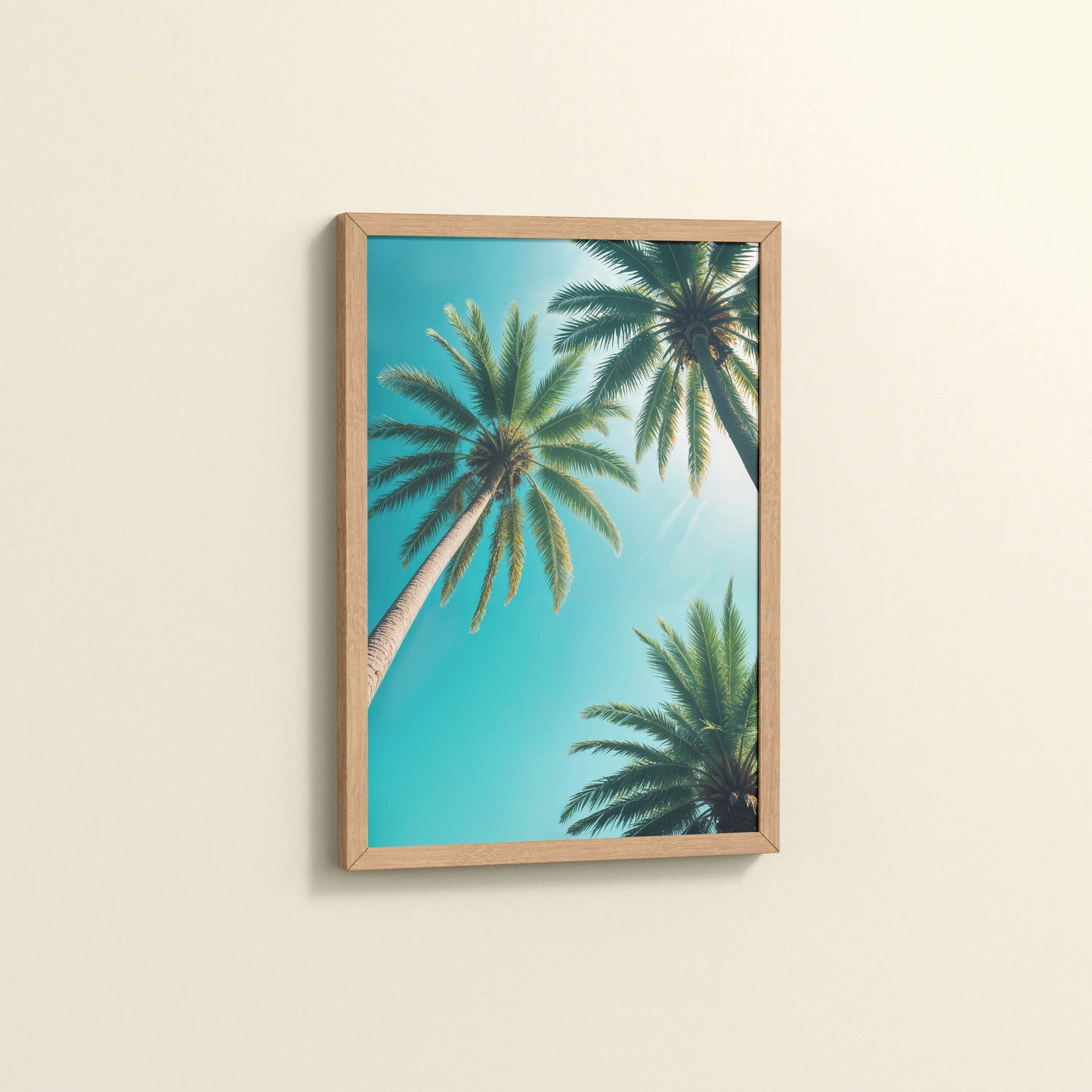 Side View of Tropical Calm – Palm Trees Wall Art & Photo Frame in Natrual Color Frame