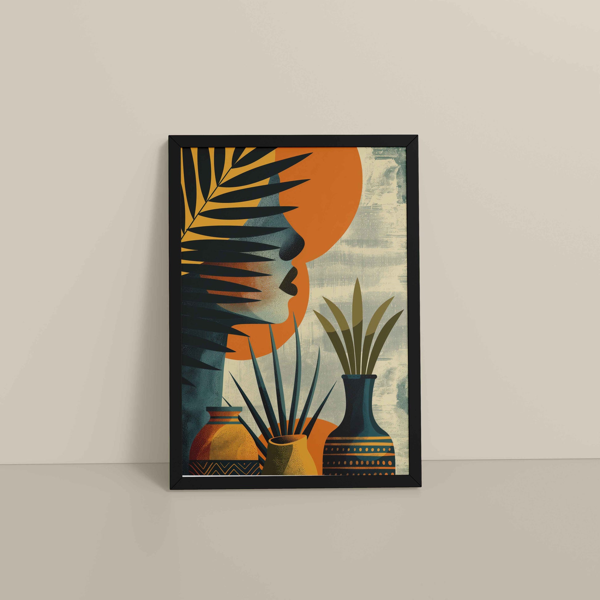 Floor View of Woman and Nature – Abstract Decorative Wall Decor in Black Color Frame
