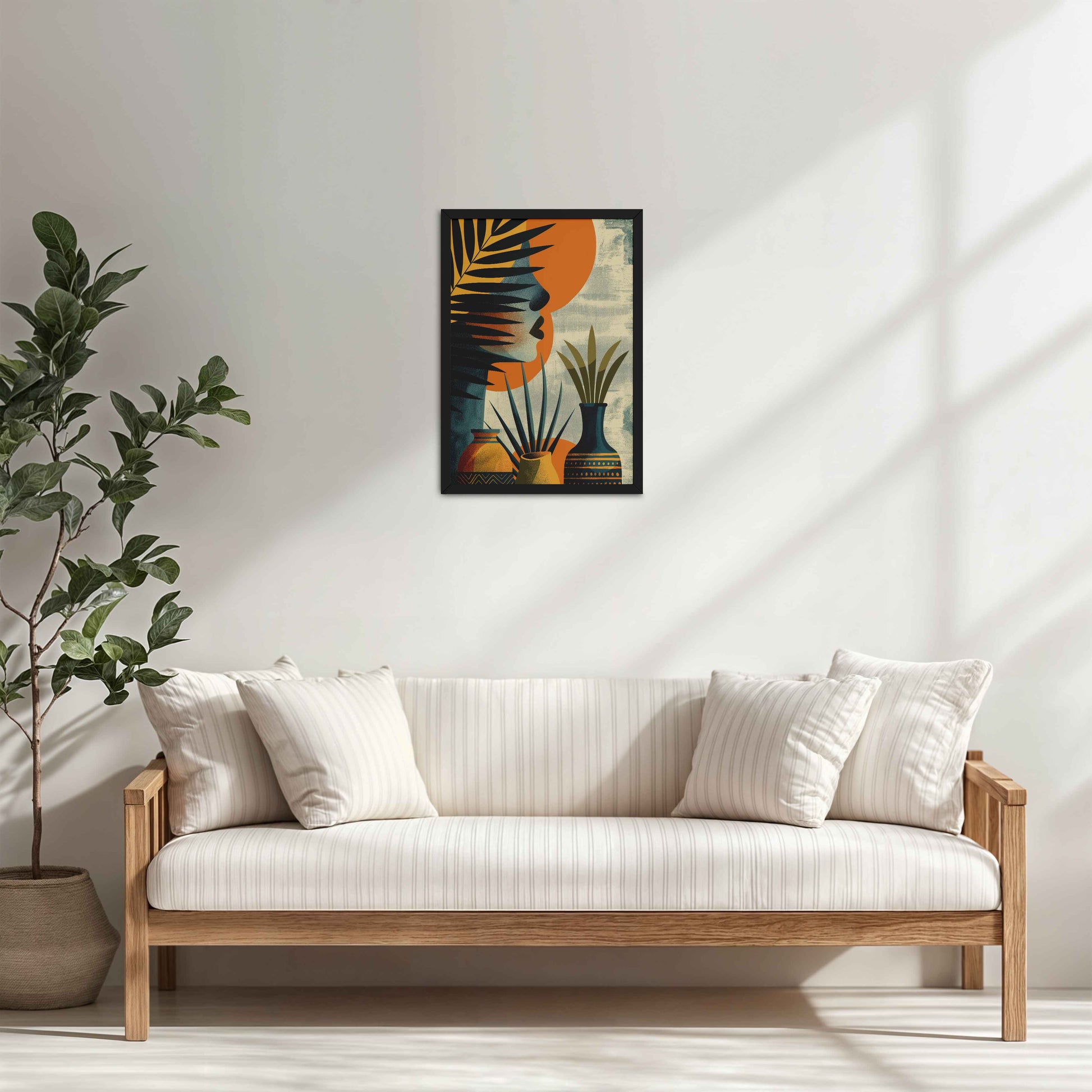 Living Room Cabinet Table Preview of Woman and Nature – Abstract Decorative Wall Decor in Black Color Frame