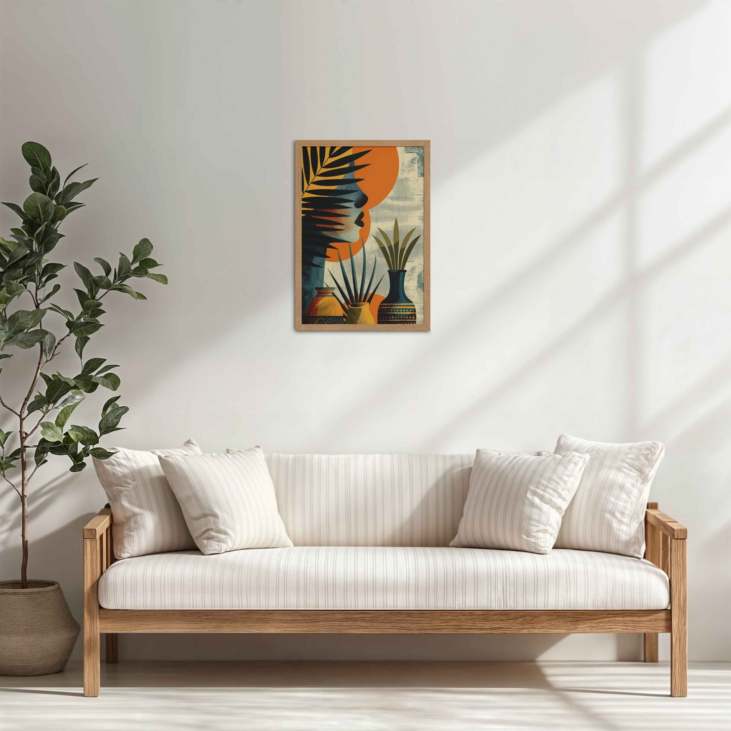 Living Room Cabinet Table Preview of Woman and Nature – Abstract Decorative Wall Decor in Natrual Color Frame