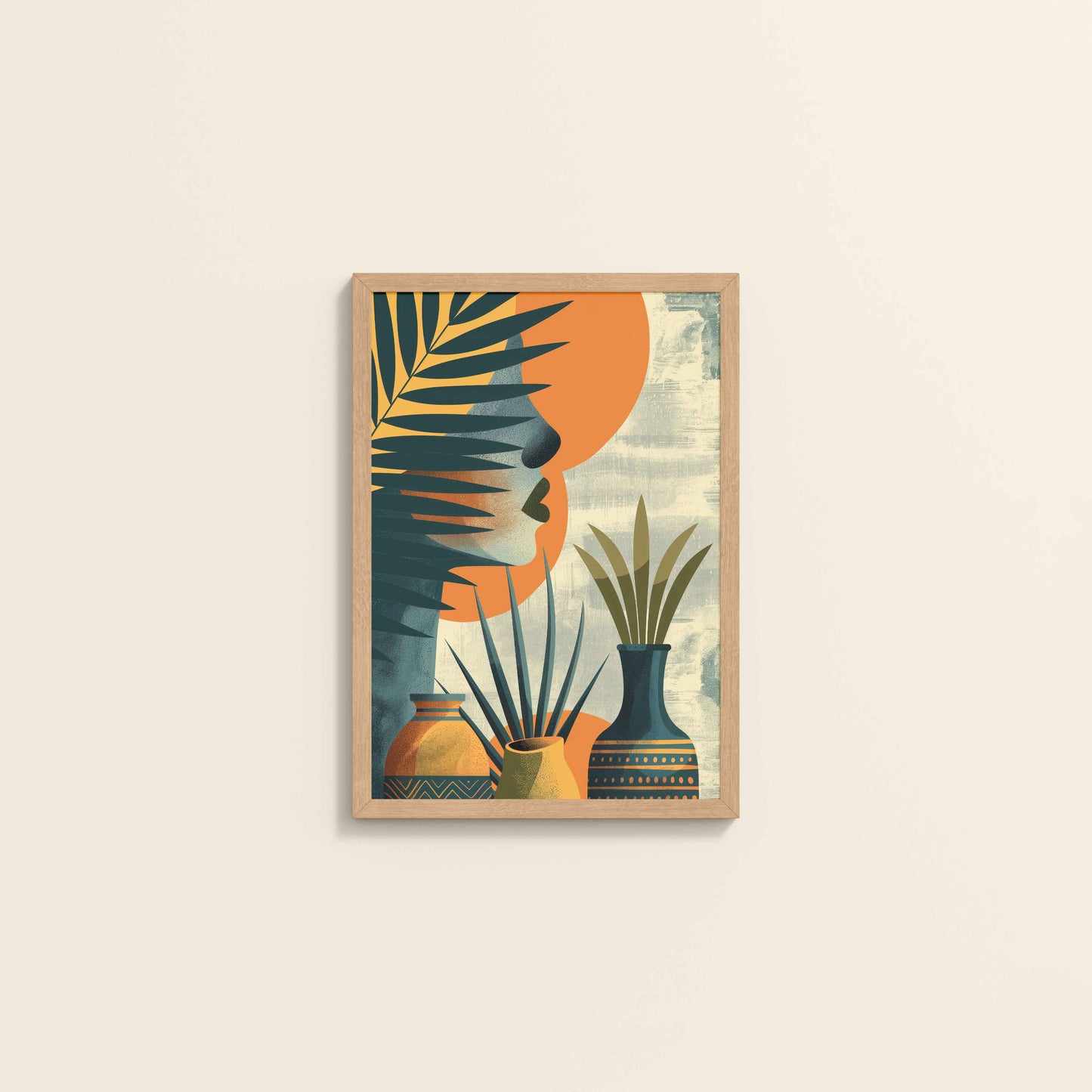 Wall View of Woman and Nature – Abstract Decorative Wall Decor in Natrual Color Frame