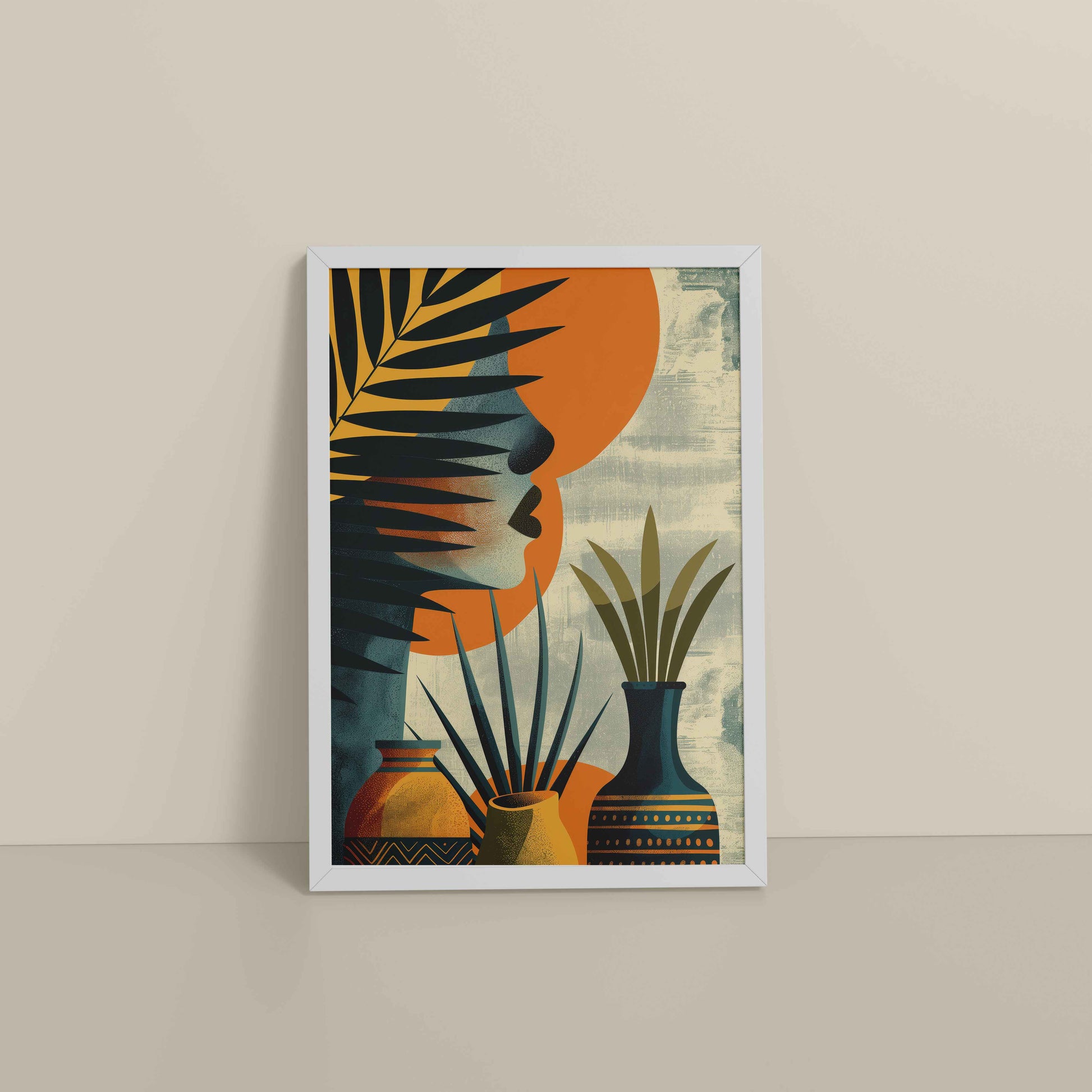 Floor View of Woman and Nature – Abstract Decorative Wall Decor in White Color Frame