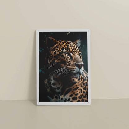 Floor View of Silent Strength – Leopard in Nature Wall Art Frame in White Color Frame