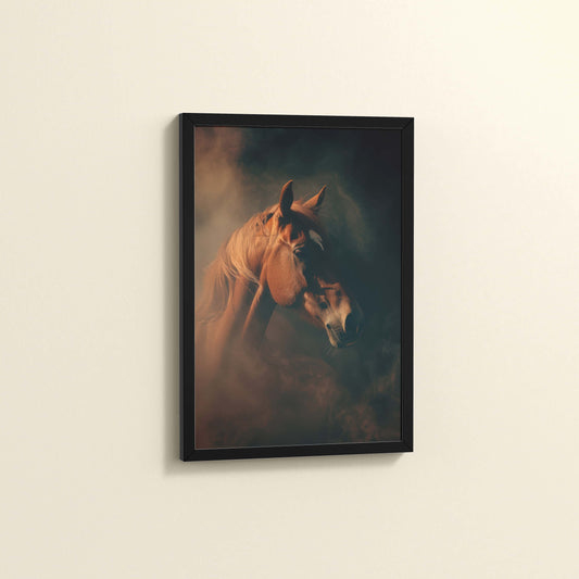 Side View of Graceful Strength – Horse Head Wall Art Frame in Black Color Frame