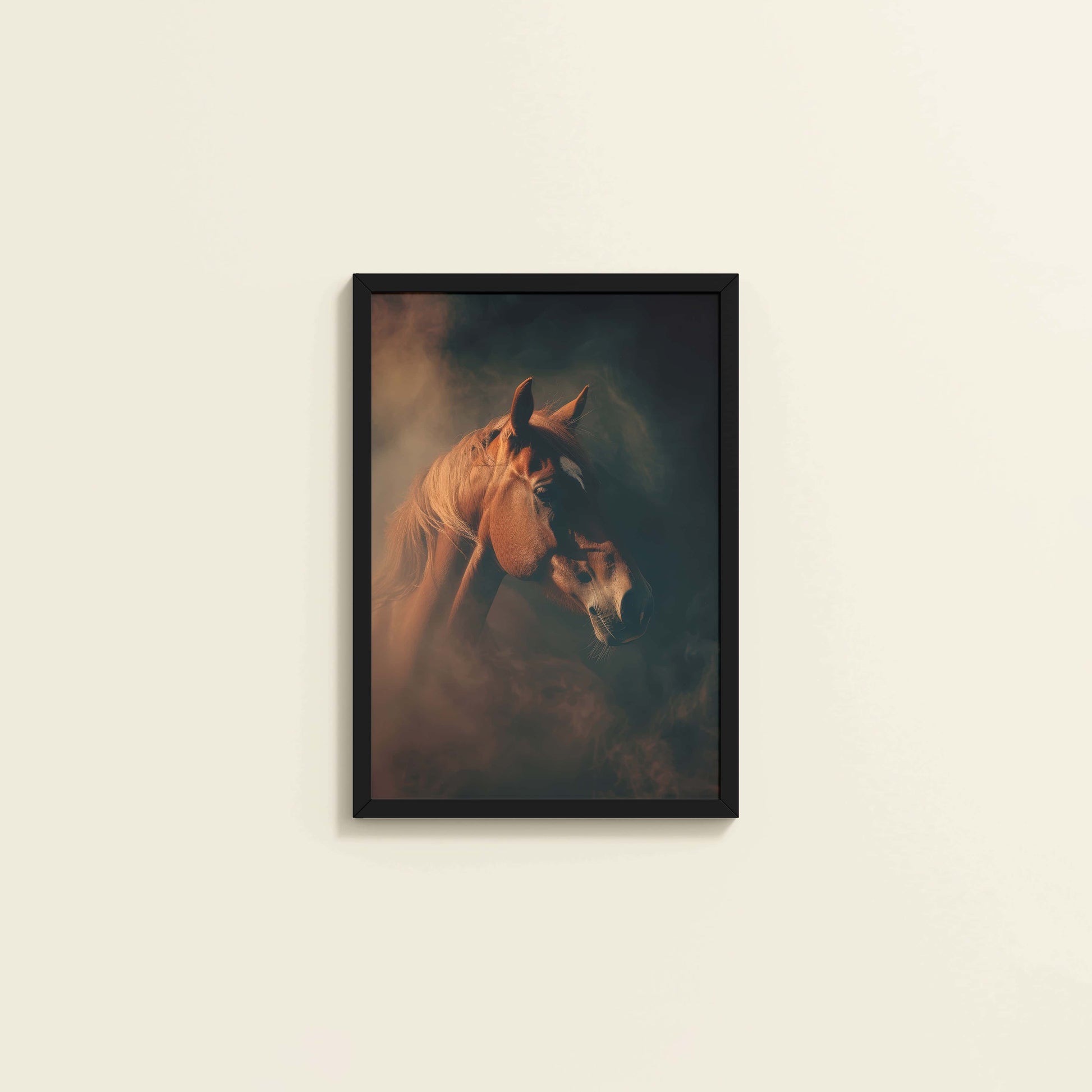 Wall View of Graceful Strength – Horse Head Wall Art Frame in Black Color Frame