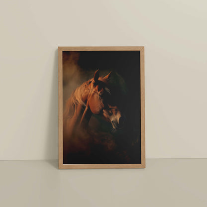 Floor View of Graceful Strength – Horse Head Wall Art Frame in Natrual Color Frame