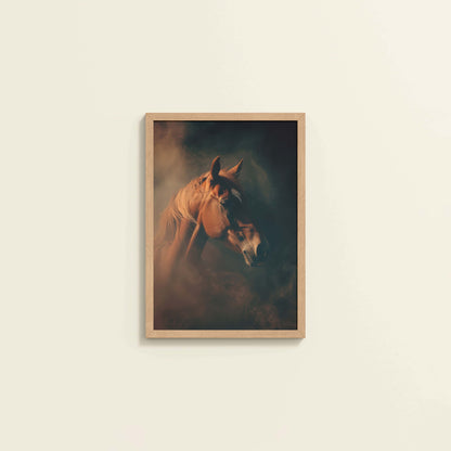 Wall View of Graceful Strength – Horse Head Wall Art Frame in Natrual Color Frame