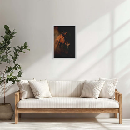 Living Room Cabinet Table Preview of Graceful Strength – Horse Head Wall Art Frame in White Color Frame