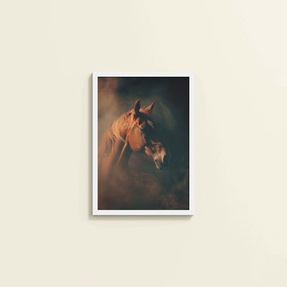 Wall View of Graceful Strength – Horse Head Wall Art Frame in White Color Frame