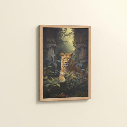 Side View of Pride of the Wild – Lion Wall Art & Photo Frame in Natrual Color Frame