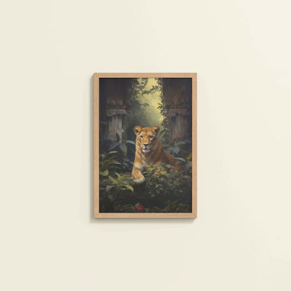 Wall View of Pride of the Wild – Lion Wall Art & Photo Frame in Natrual Color Frame