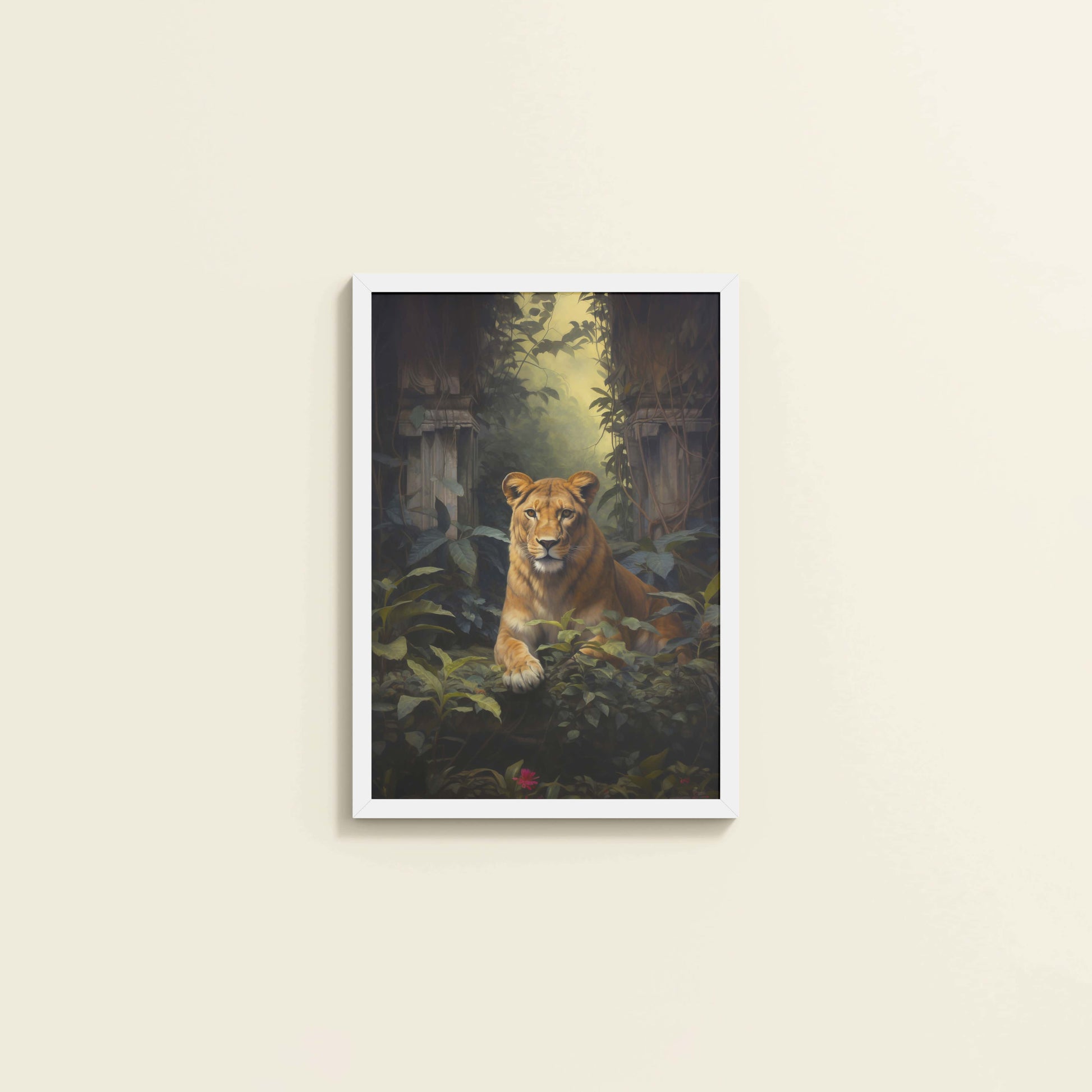 Wall View of Pride of the Wild – Lion Wall Art & Photo Frame in White Color Frame