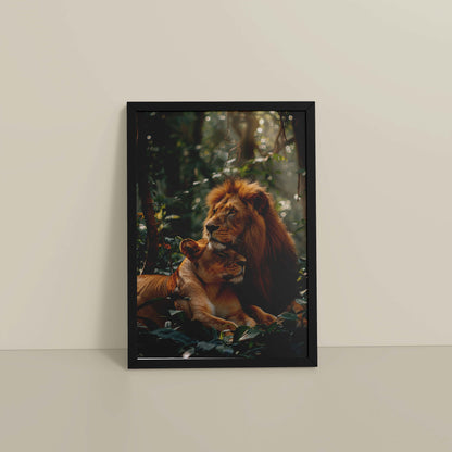 Floor View of Pride of the Wild – Lion Wall Art & Photo Frame in Black Color Frame