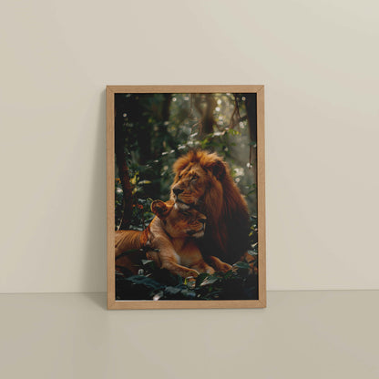 Floor View of Pride of the Wild – Lion Wall Art & Photo Frame in Natrual Color Frame
