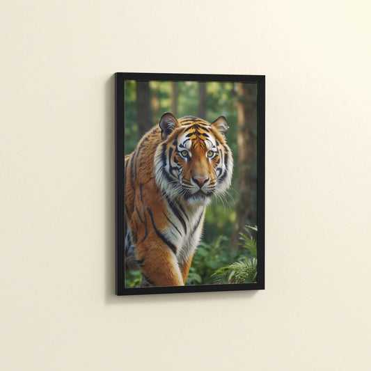 Side View of Fierce Focus – Tiger in Wildlife Wall Photo Frame in Black Color Frame