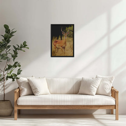 Living Room Cabinet Table Preview of Grace of the Wild – Deer in Wildlife Wall Photo Frame in Black Color Frame
