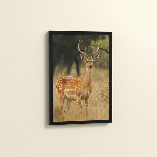 Side View of Grace of the Wild – Deer in Wildlife Wall Photo Frame in Black Color Frame