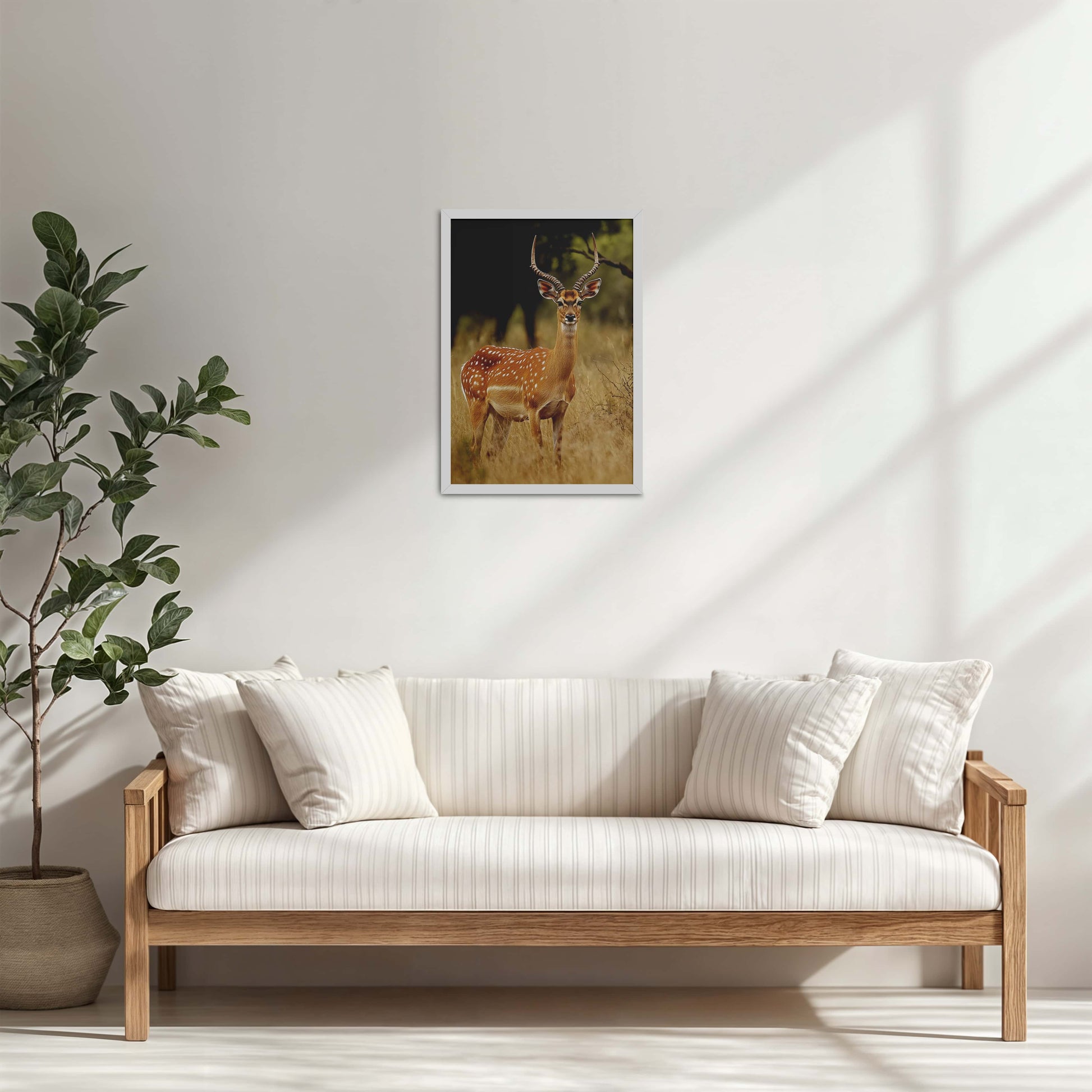 Living Room Cabinet Table Preview of Grace of the Wild – Deer in Wildlife Wall Photo Frame in White Color Frame