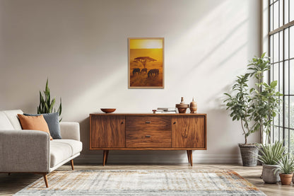 Living Room Sofa Preview of Zebras in Safari – Wildlife Wall Art Decor in Natrual Color Frame