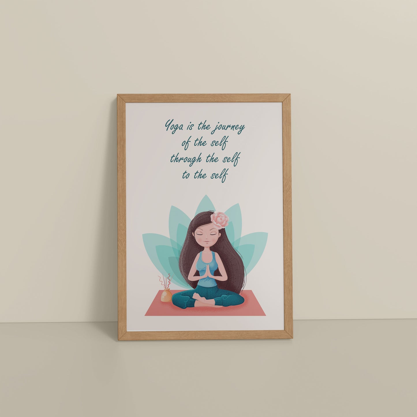 Floor View of The Inner Journey of Yoga – Wall Art Frame in Natrual Color Frame