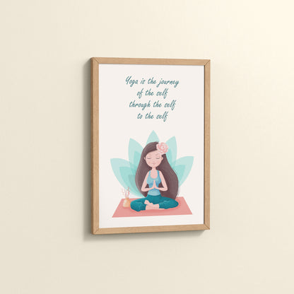 Side View of The Inner Journey of Yoga – Wall Art Frame in Natrual Color Frame