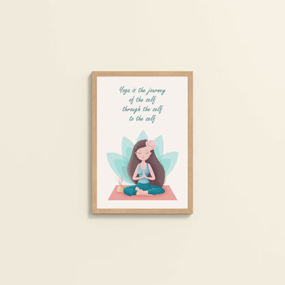 Wall View of The Inner Journey of Yoga – Wall Art Frame in Natrual Color Frame