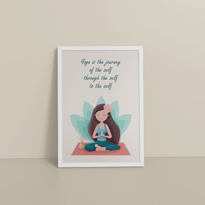 Floor View of The Inner Journey of Yoga – Wall Art Frame in White Color Frame