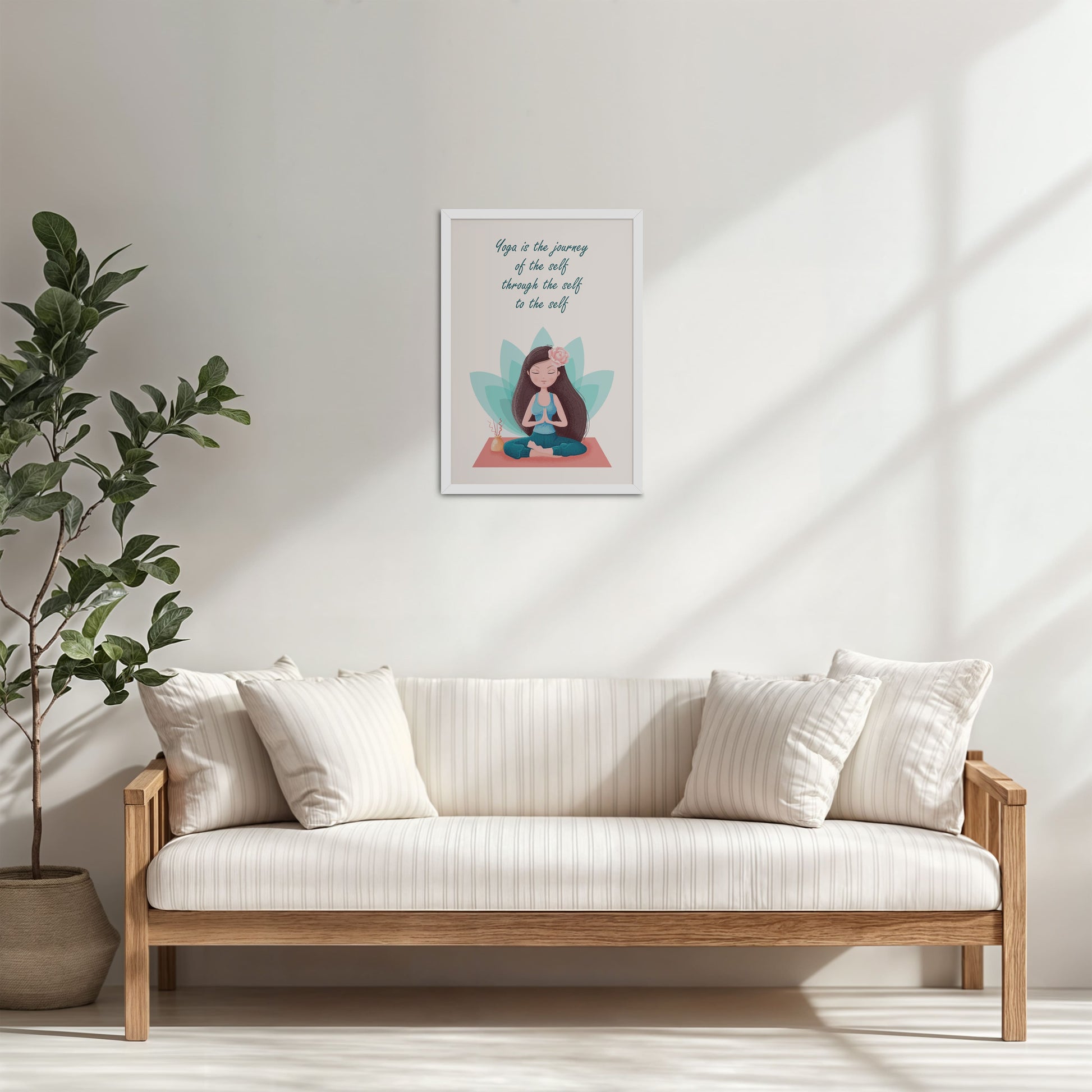 Living Room Cabinet Table Preview of The Inner Journey of Yoga – Wall Art Frame in White Color Frame