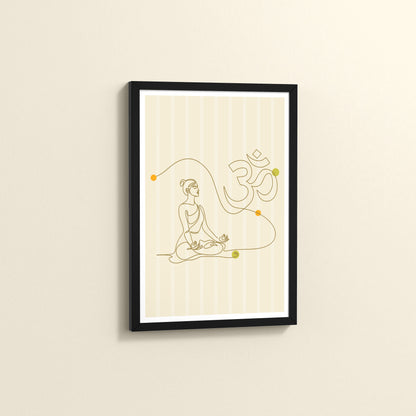 Side View of Om Serenity – Meditative Line Art Wall Frame in Black Color Frame