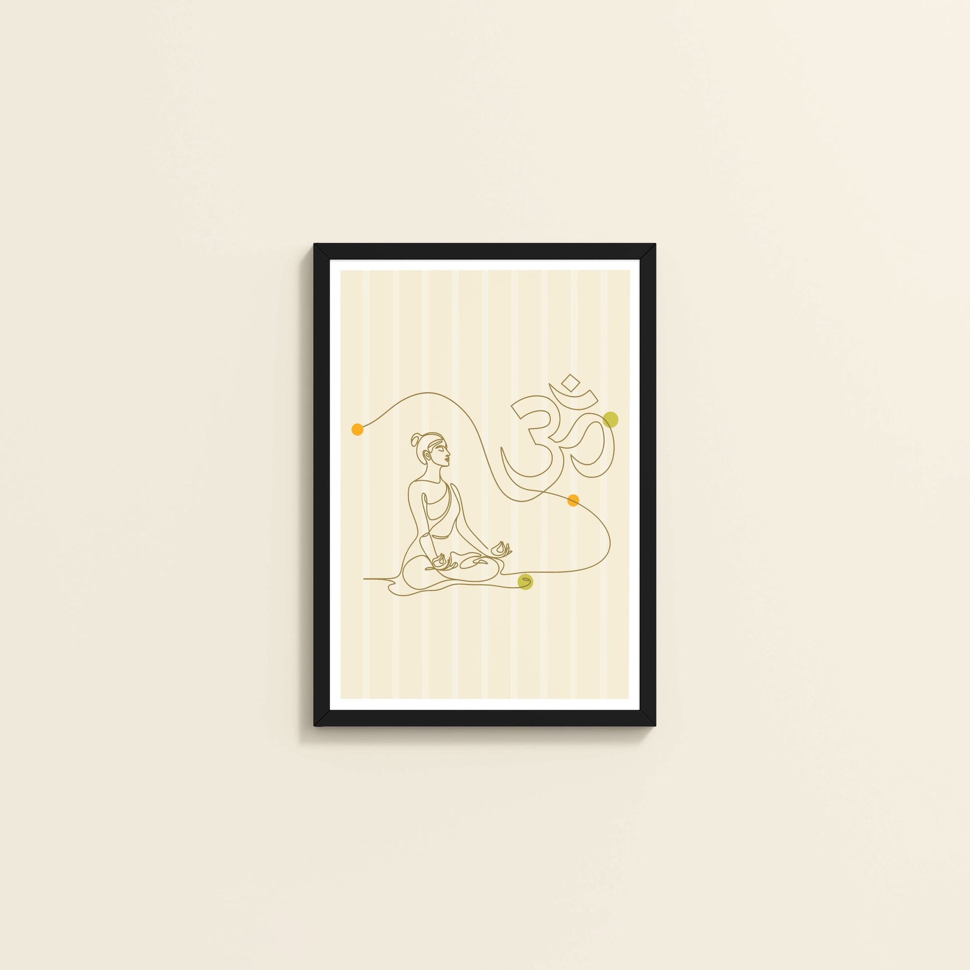 Wall View of Om Serenity – Meditative Line Art Wall Frame in Black Color Frame