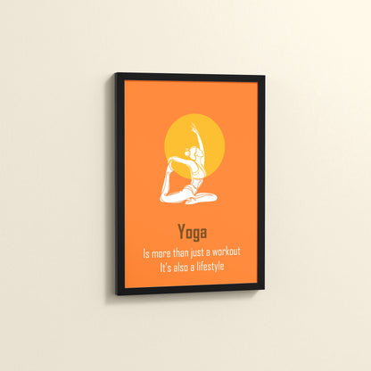 Side View of Yoga as a Lifestyle Motivational Wall Art in Black Color Frame
