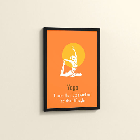 Side View of Yoga as a Lifestyle Motivational Wall Art in Black Color Frame